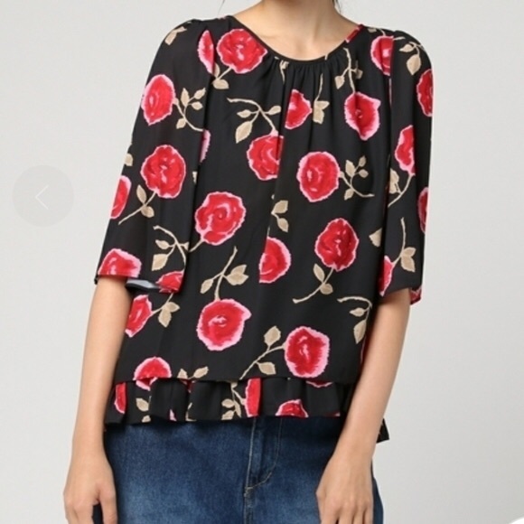 kate spade Tops - Kate Spade Hazy Rose Ruffle Top